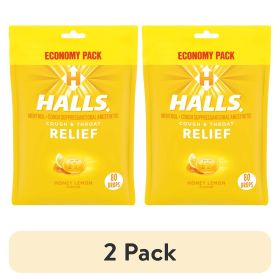 (2 pack) HALLS Relief Honey Lemon Cough Drops, Economy Pack, 80 Drops