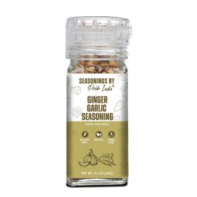 Pride of India Ginger Garlic Seasoning 2.3 oz (65 gm) w/ Convenient Grinder Cap Spicy Savory Taste | For Cooking, Marinating Stir-Frying Roasting Baki