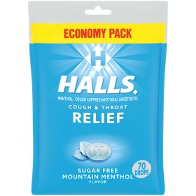 HALLS Relief Mountain Menthol Sugar Free Cough Drops, Economy Pack, 70 Drops (Brand: HALLS)