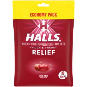 HALLS Relief Cherry Cough Drops, Economy Pack, 80 Drops (Brand: HALLS)