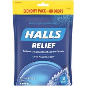 HALLS Relief Mentho-Lyptus Cough Drops, Economy Pack, 80 Drops (Brand: HALLS)